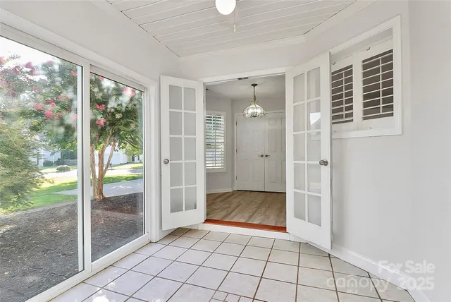a view of an entryway with a glass door