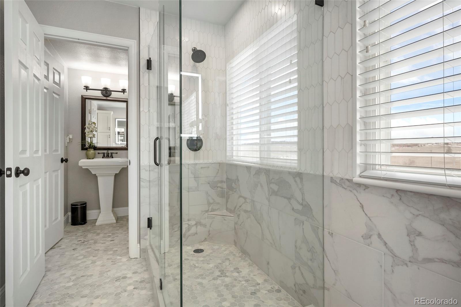 14929 South Spring Valley Road Larkspur, CO 80118 - Photo 20 of 40 a bathroom with a shower and a sink