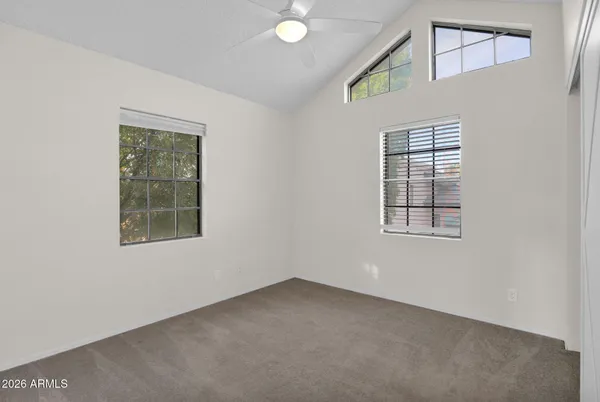 an empty room with windows