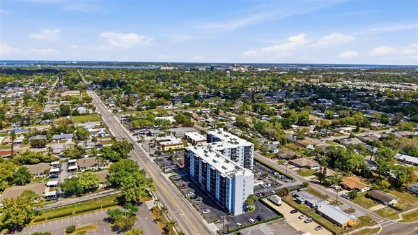 an aerial view of a city with lots of residential buildings