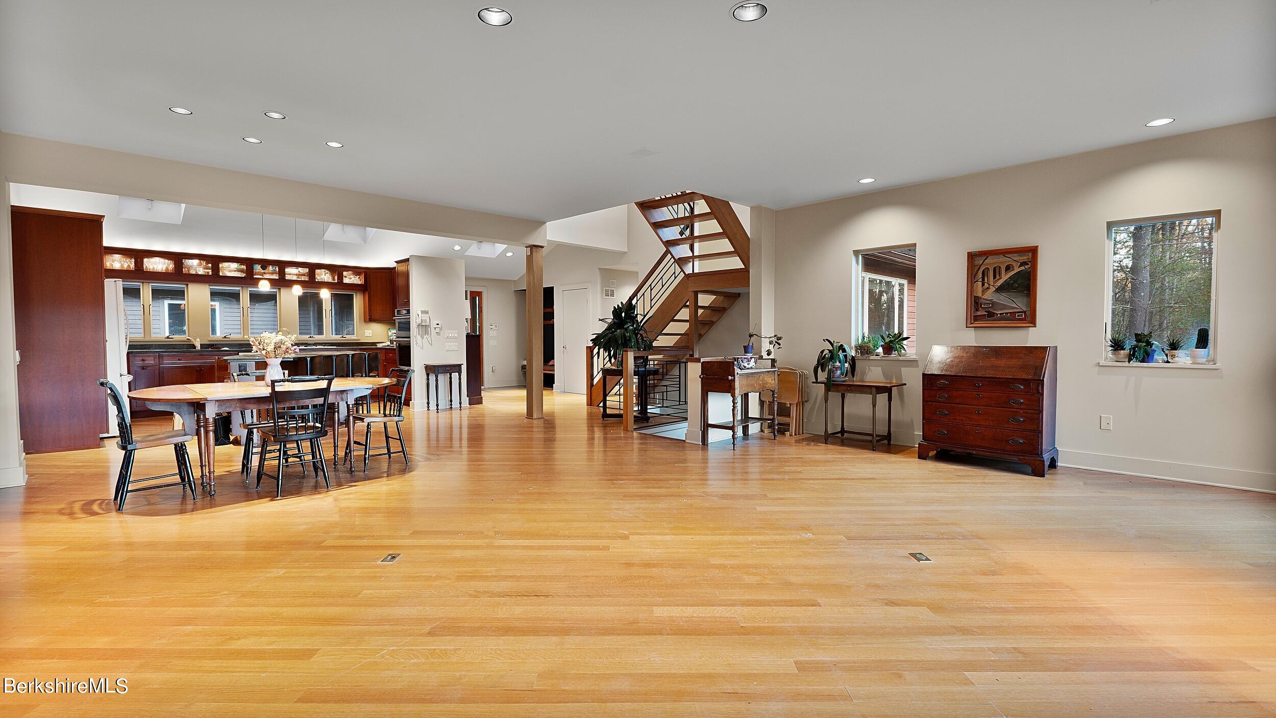 297 E Road Alford, MA 01266 - Photo 29 of 45 a living room with lots of furniture and kitchen view