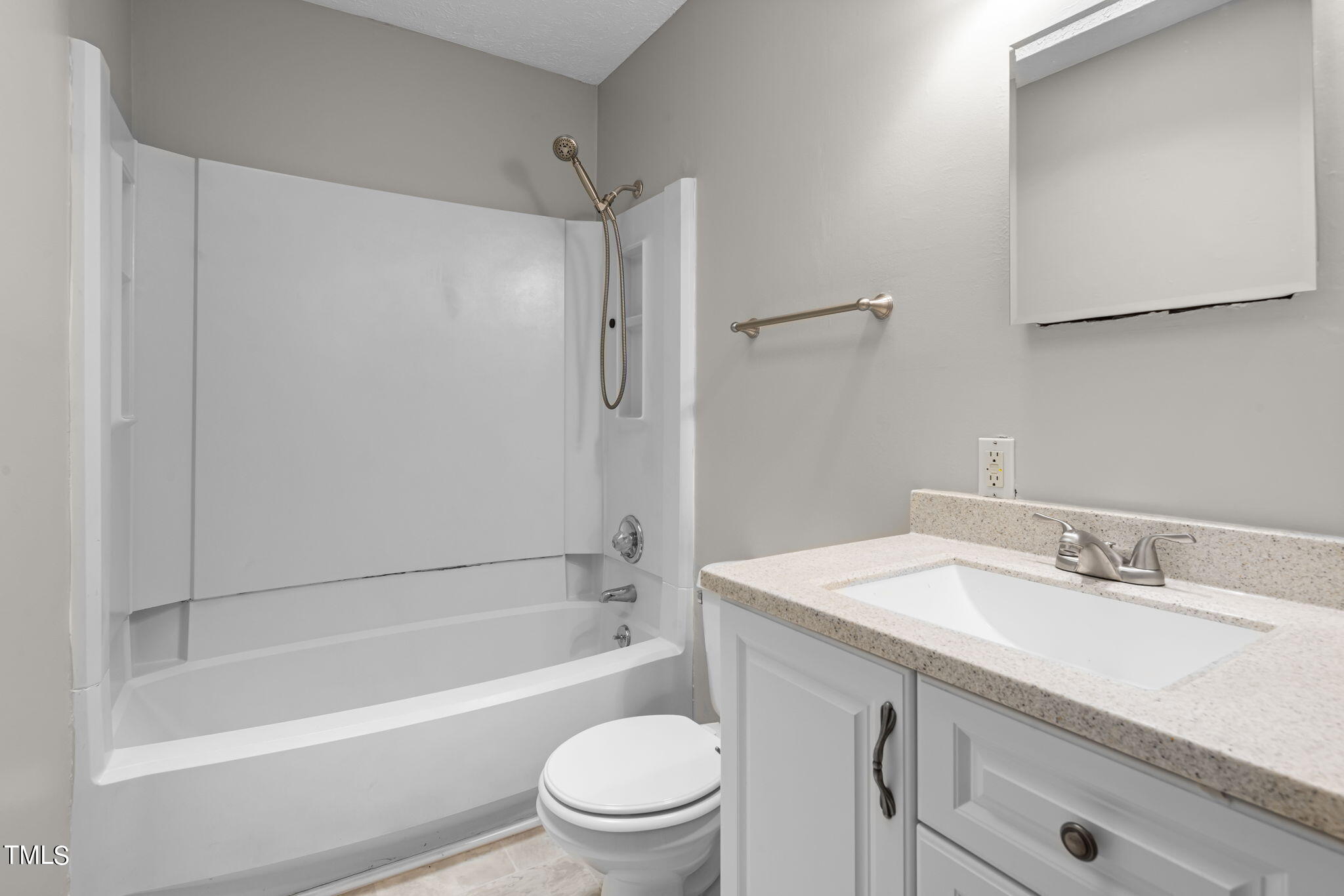 102 Old Bellows Court Raleigh, NC 27607 - Photo 29 of 36 a bathroom with a granite countertop sink toilet and shower