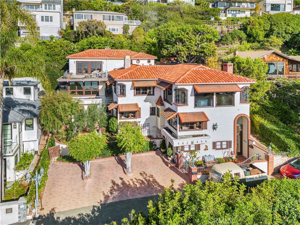 an aerial view of a house