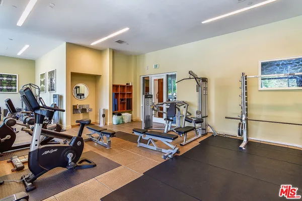 a view of a room with gym equipment