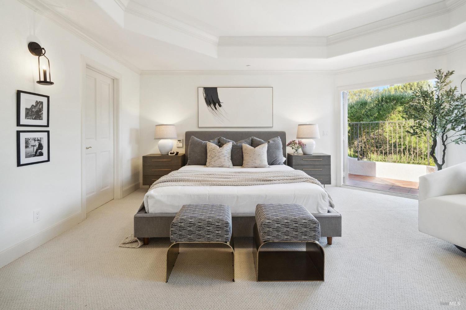 113 Chapel Drive Mill Valley, CA 94941 - Photo 36 of 60 a bedroom with a bed chair and a large window