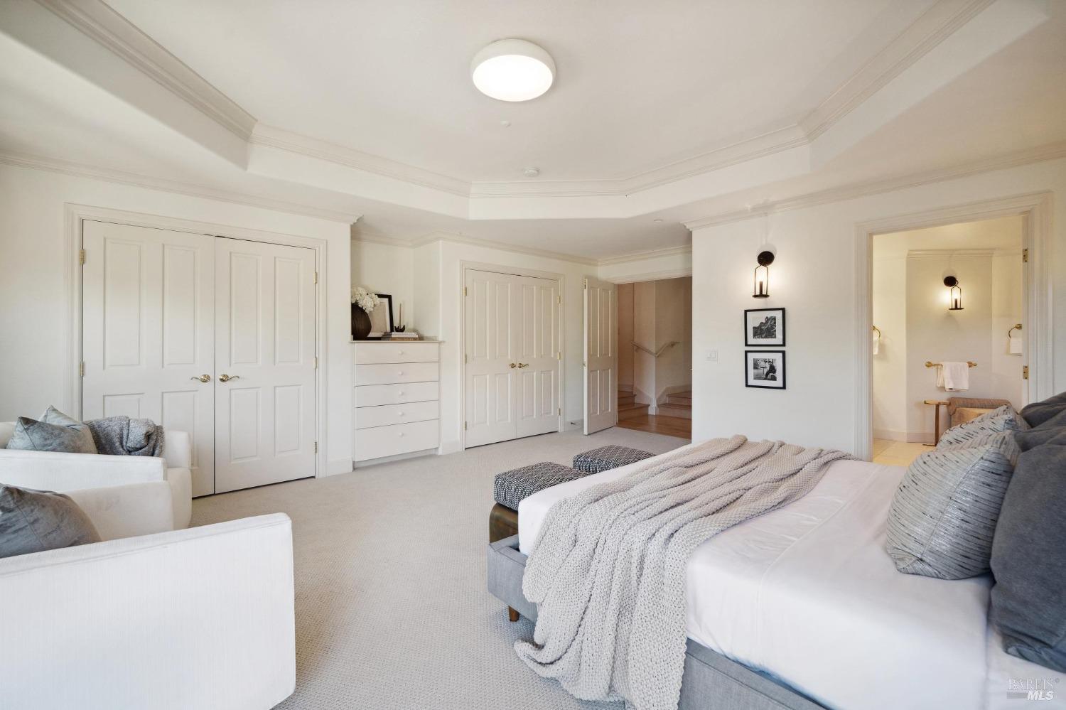 113 Chapel Drive Mill Valley, CA 94941 - Photo 39 of 60 a spacious bedroom with a bed and a couch