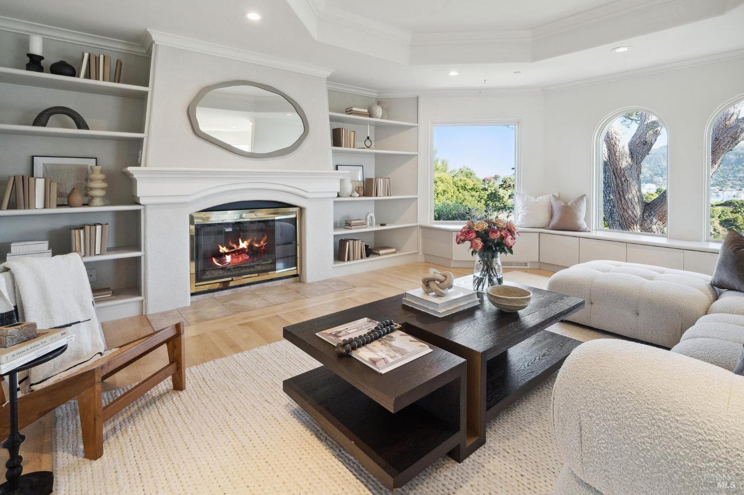 113 Chapel Drive Mill Valley, CA 94941 - Photo 7 of 60 a living room with furniture and a fireplace