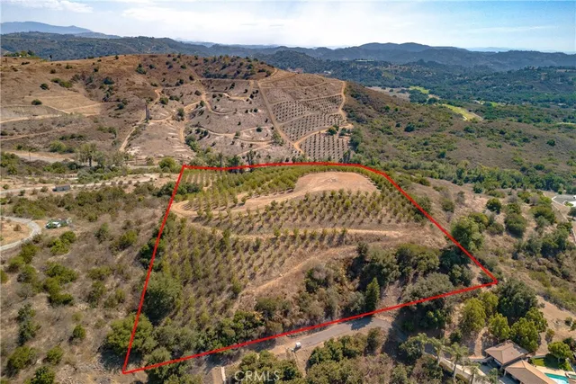 a view of a field with a mountain in the background