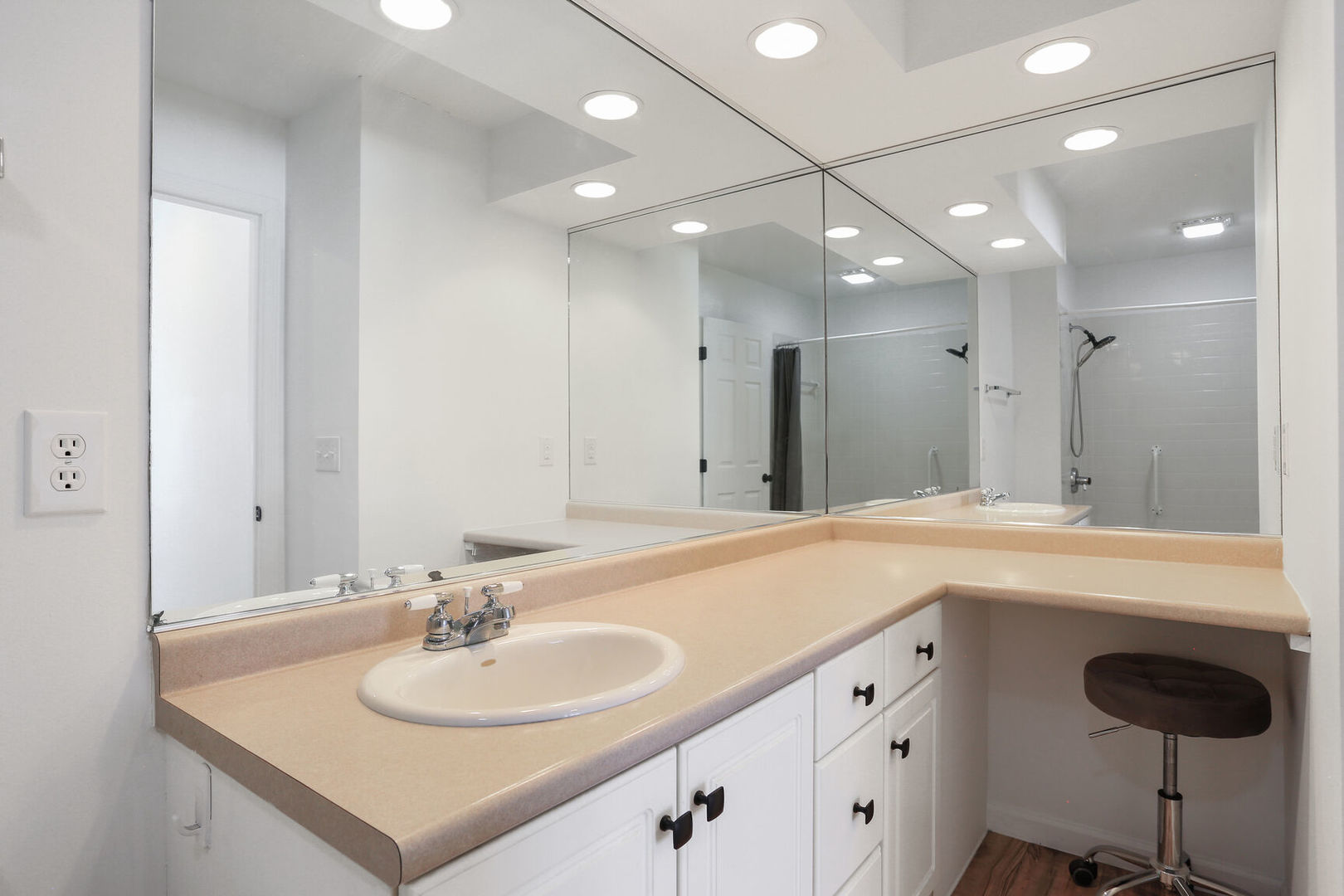 1731 Lakeside Drive, Unit B Champaign, IL 61821 - Photo 11 of 21 a bathroom with a sink double vanity and a mirror