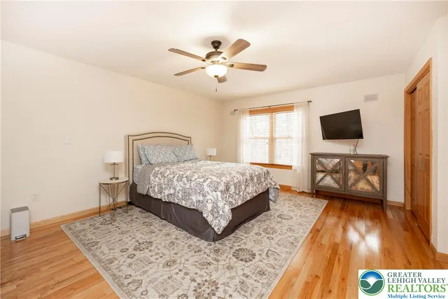 a view of workspace with wooden floor