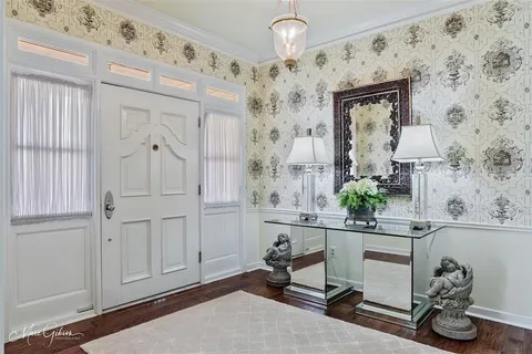 a workspace with white walls