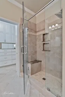 a bathroom with a shower