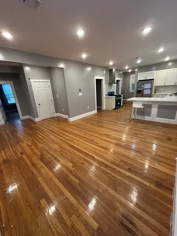 a large room with yard