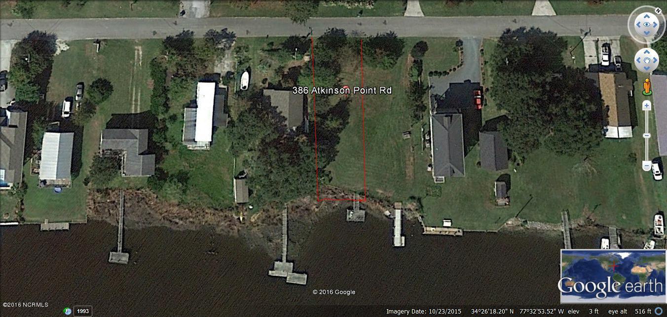 386 Atkinson Point Road Surf City, NC 28445 - Photo 3 of 9 overhead view of lot & dock