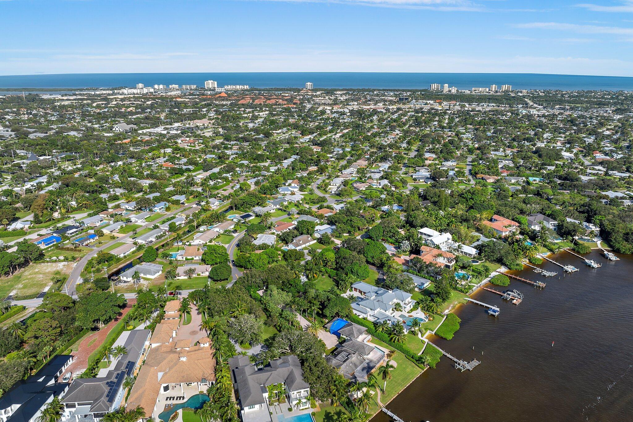 243 West Riverside Drive Jupiter, FL 33469 - Photo 57 of 67 an aerial view of residential houses with city view