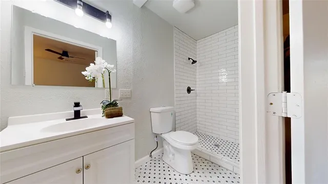 a bathroom with a toilet a sink and mirror