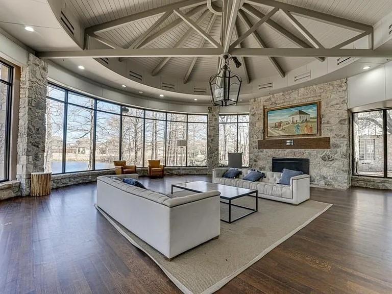 5582 Yarborough Drive Forney, TX 75126 - Photo 27 of 29 a living room with fireplace furniture and a wooden floor
