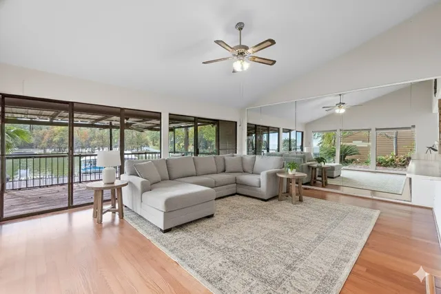a balcony with furniture