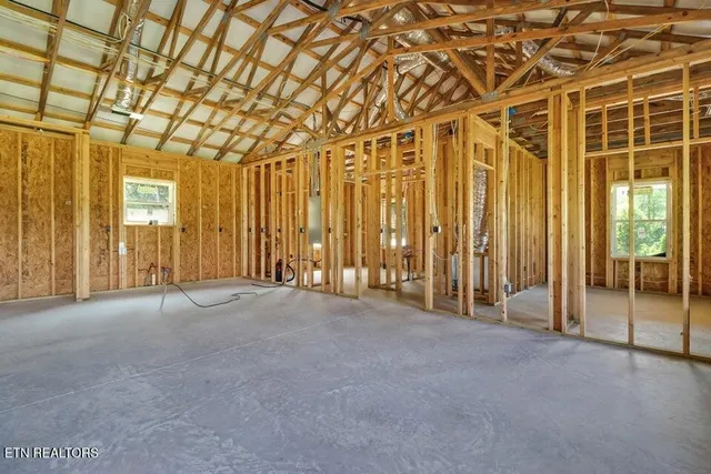 an empty room with windows