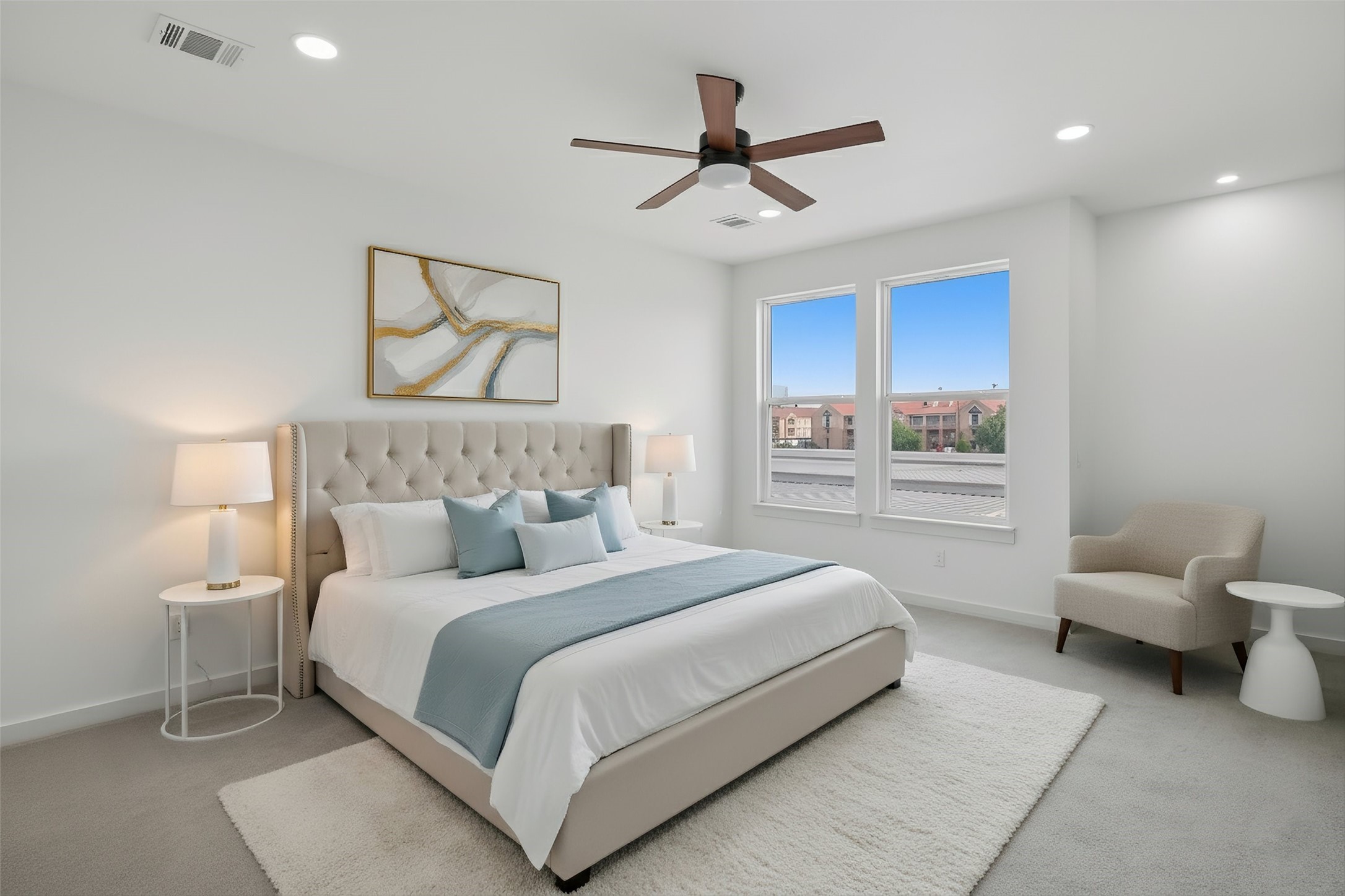 2927 El Fenice Lane Houston, TX 77057 - Photo 29 of 47 a bedroom with a bed and a painting on the wall