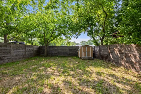 a view of a yard with a house and a large tree