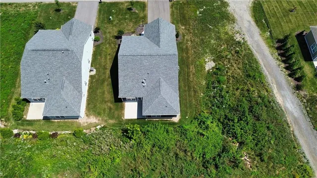 an aerial view of a house