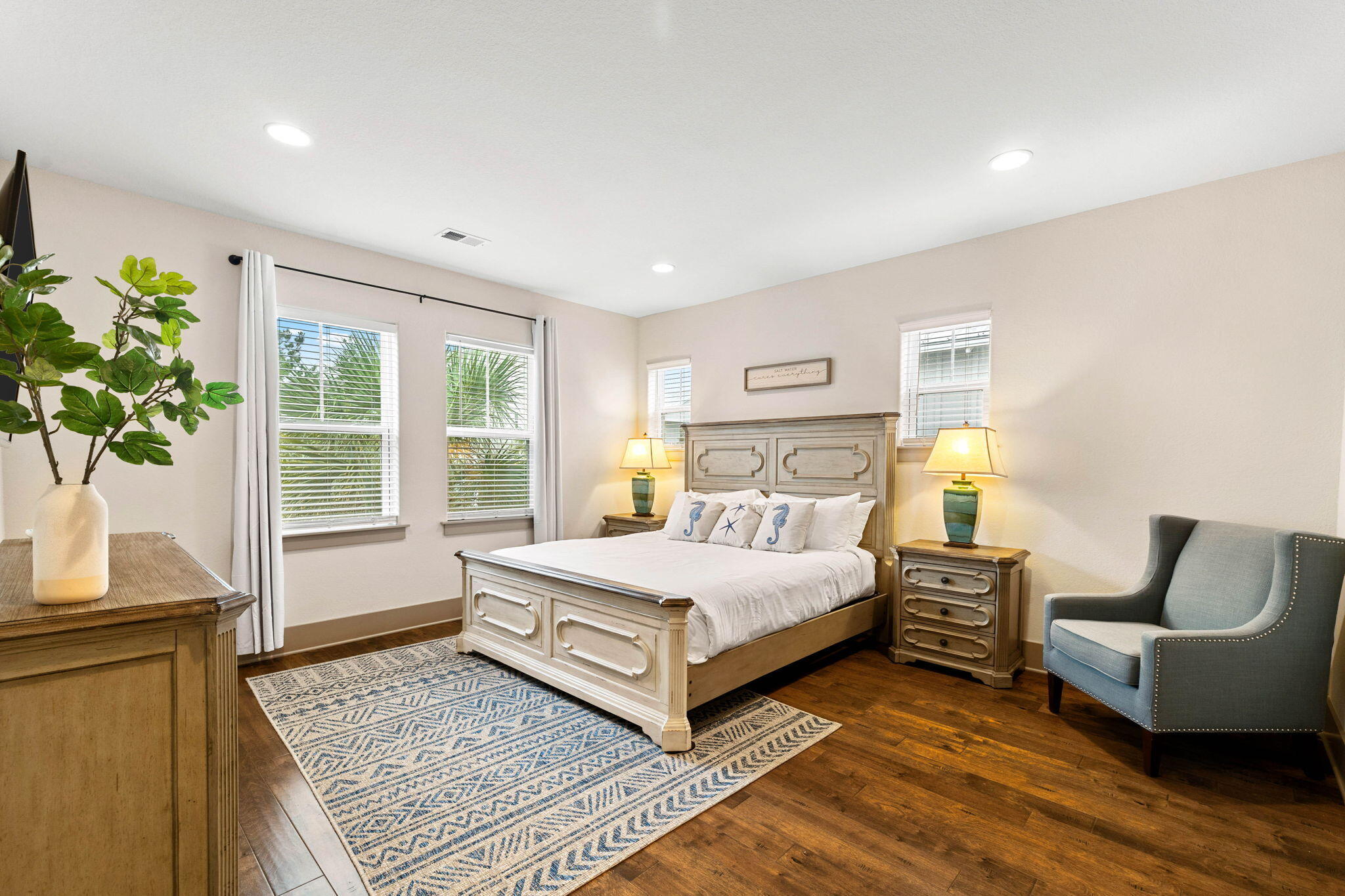 267 Gulfview Circle Santa Rosa Beach, FL 32459 - Photo 29 of 46 a bedroom with a large bed and a couch