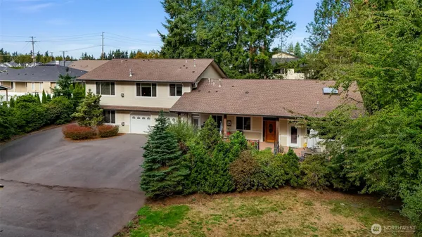 an aerial view of a house