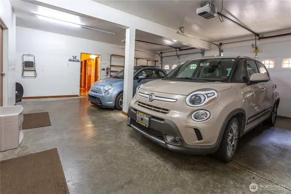 a car parked in a garage