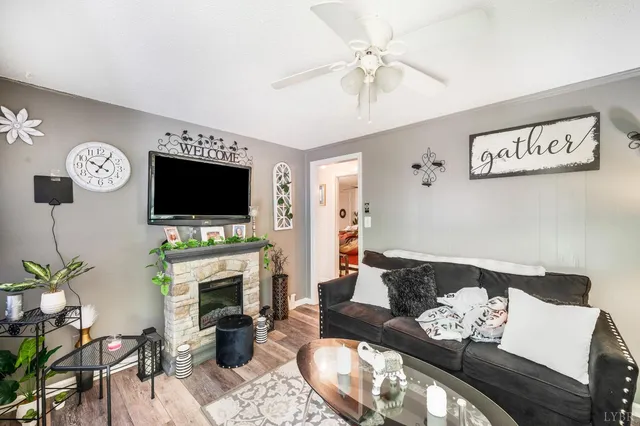 a view of an entryway with wooden floor
