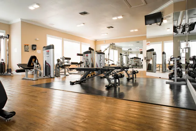 a view of a room with gym equipment