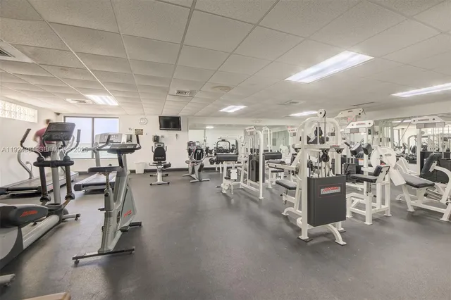 a view of a room with gym equipment