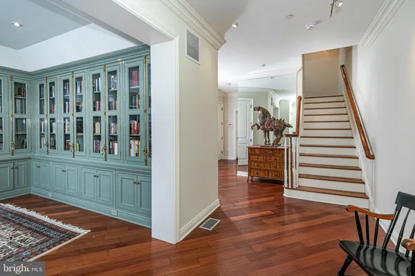 a view of entryway with wooden floor