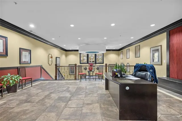 a view of a kitchen and dining room