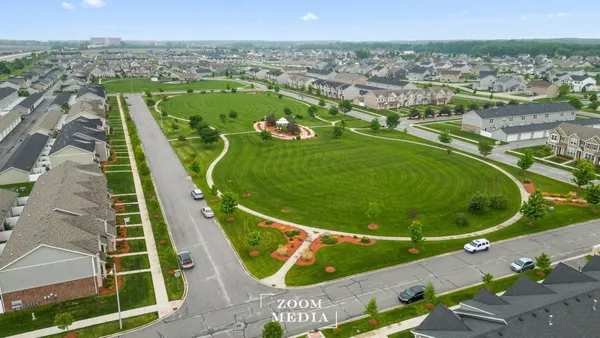 an aerial view of a football ground