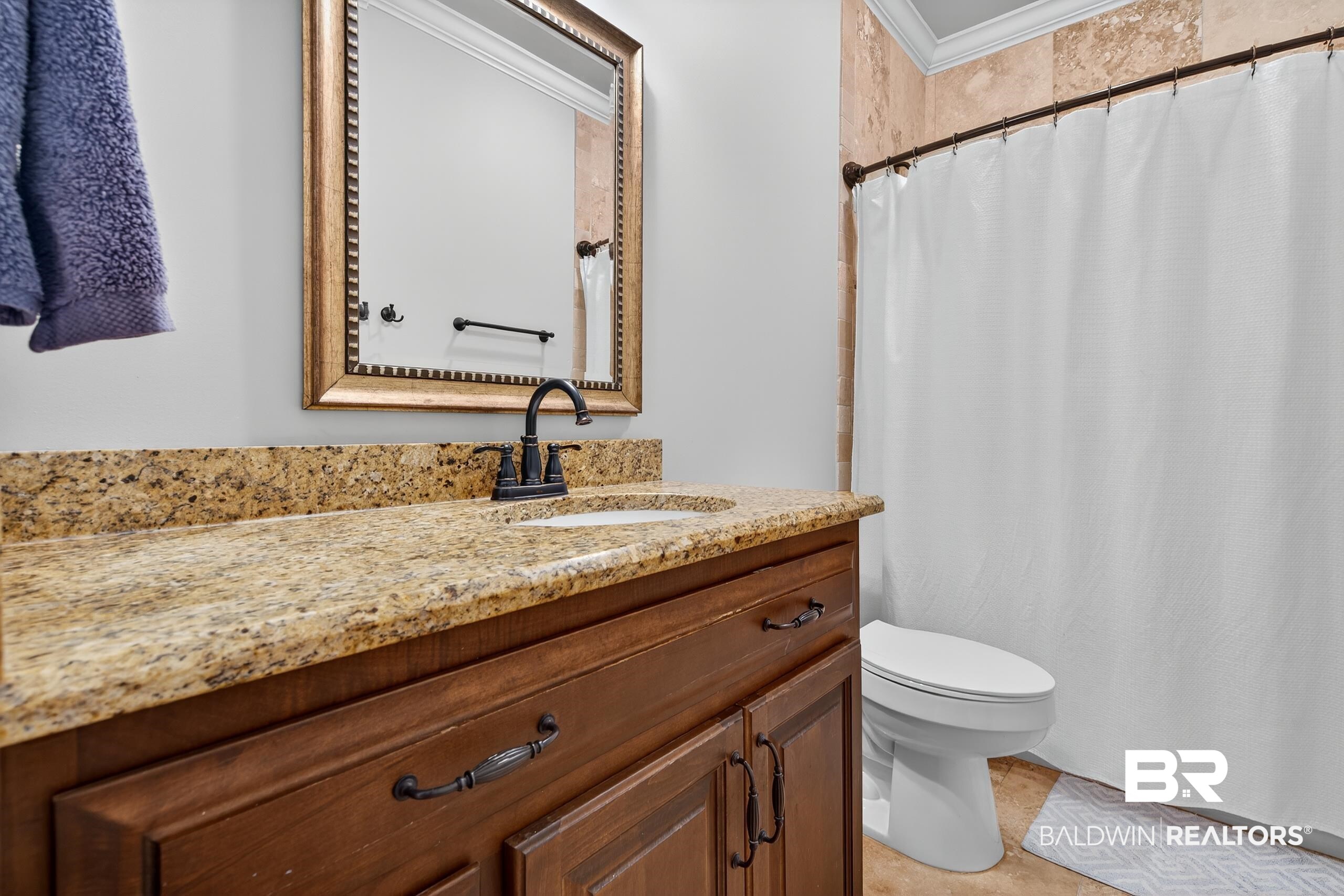 5517 Rabbit Creek Drive Theodore, AL 36582 - Photo 24 of 33 Full bathroom in second level featuring vanity, crown molding, and a shower with shower curtain