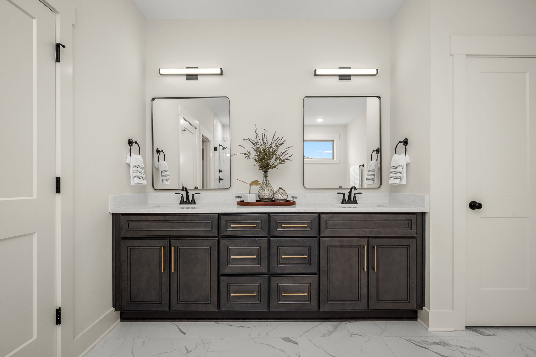 7314 West Gum Road Murfreesboro, TN 37127 - Photo 23 of 49 a bathroom with a granite countertop double vanity sink and a mirror