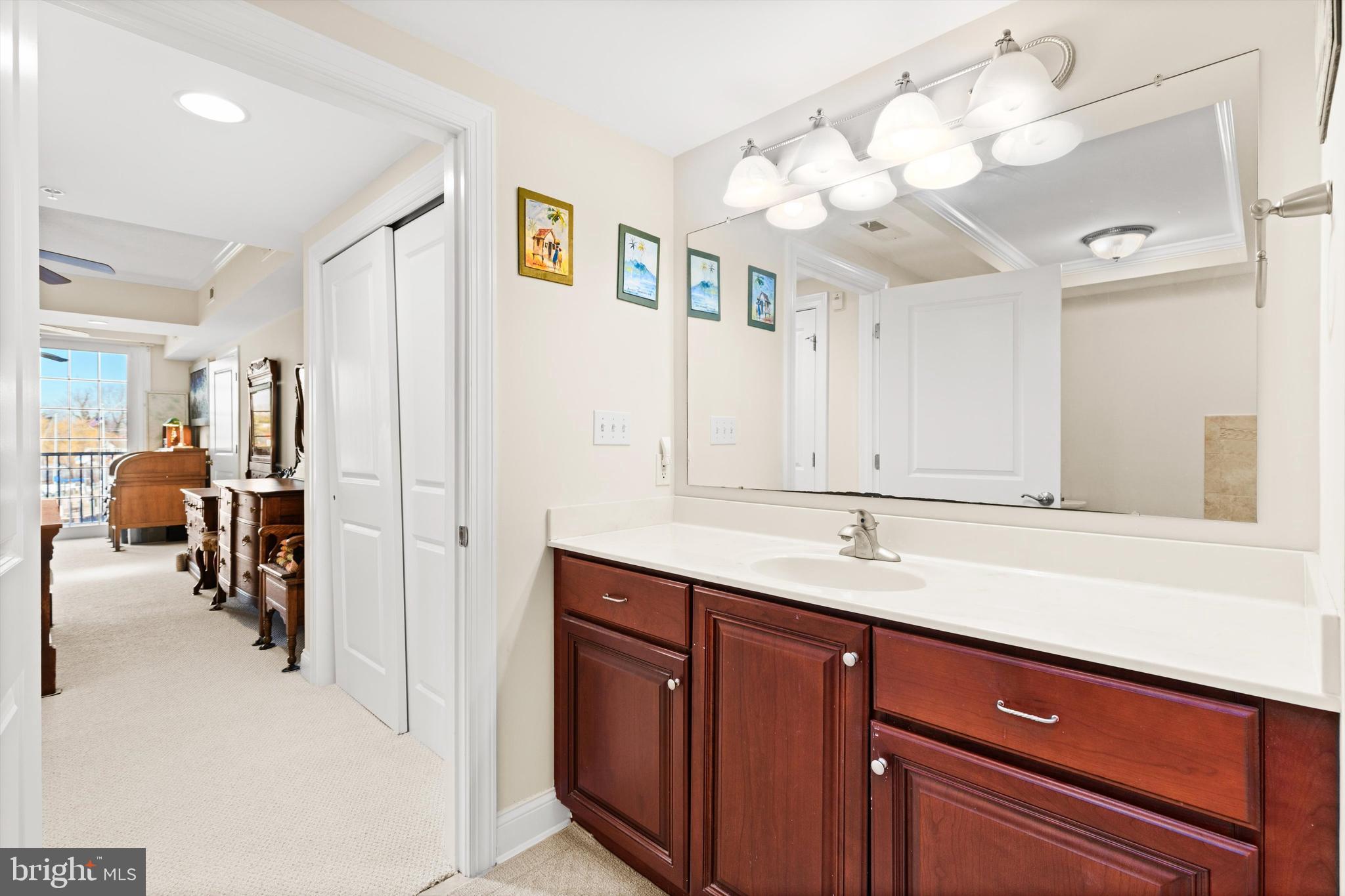 530 Riverside Drive, Unit 202 Salisbury, MD 21801 - Photo 21 of 38 a bathroom with a sink vanity and a mirror
