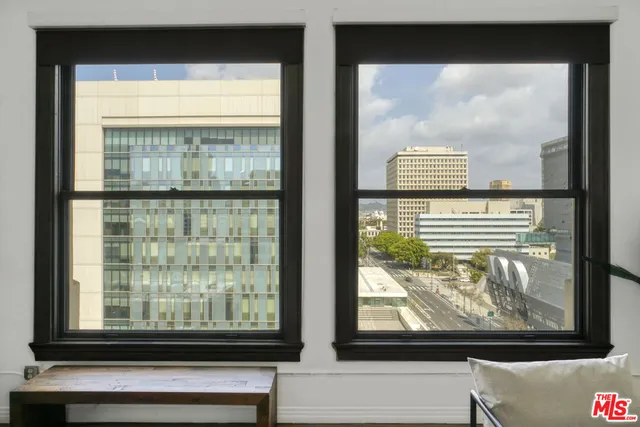 a view of a glass door with a window