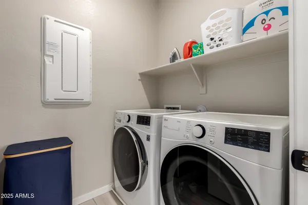 a view of an empty room with stairs