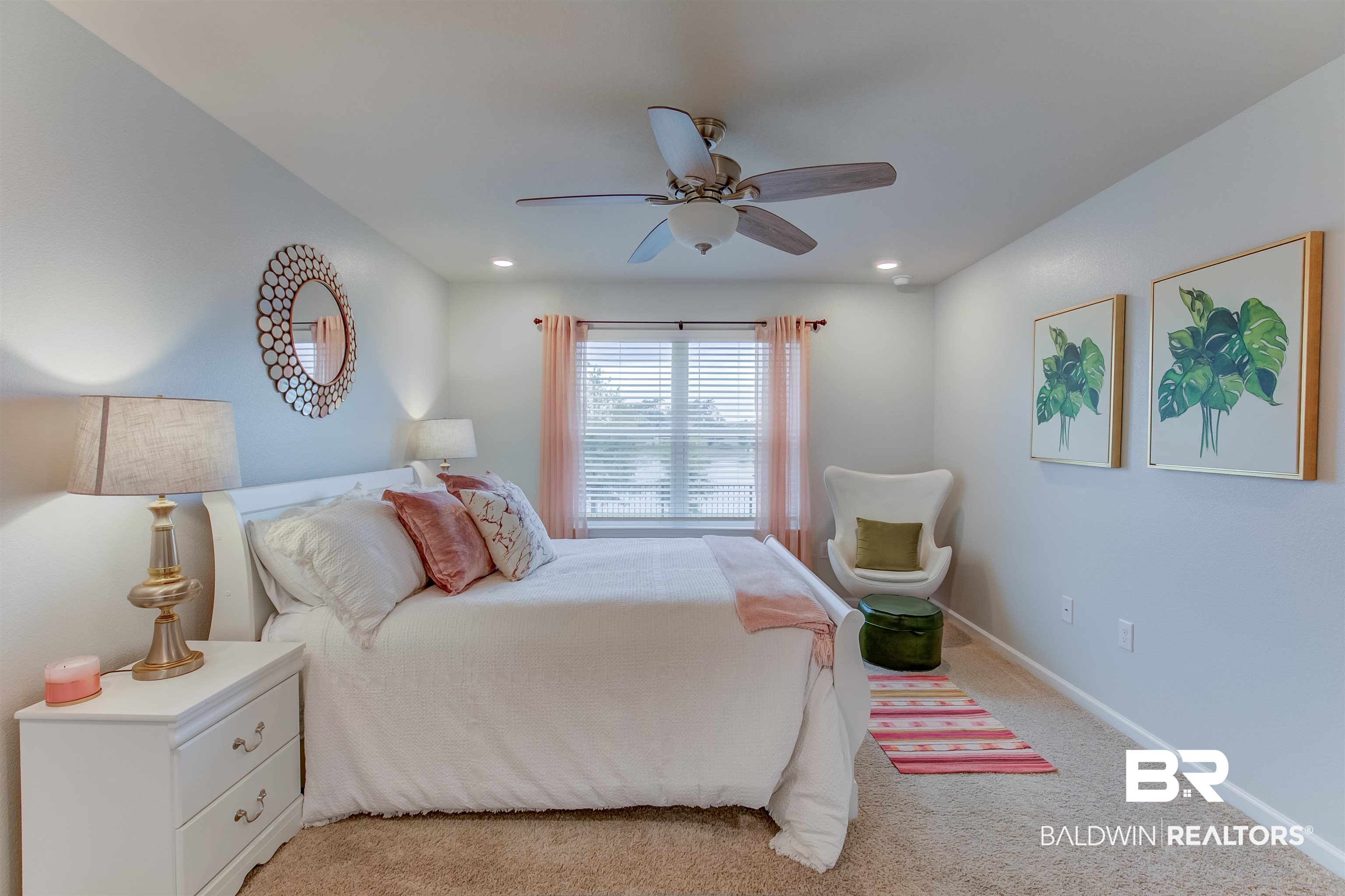 8033 Irwin Loop Daphne, AL 36526 - Photo 22 of 38 Carpeted room featuring a ceiling fan with integrated lighting, recessed lighting, and a window with blinds and drapes