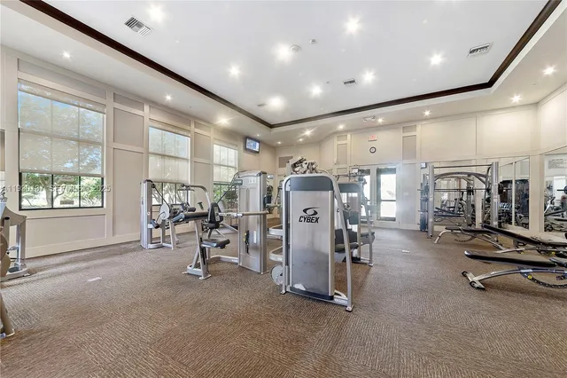 a view of a room with gym equipment