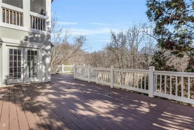 a view of porch with wooden floor