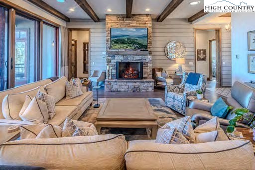 2001 Moon Run Linville, NC 28646 - Photo 4 of 33 a living room with furniture and a fireplace