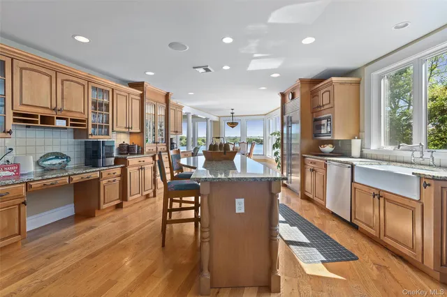 a kitchen with lots of counter top space