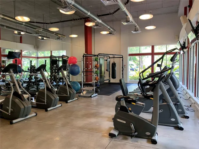 a view of a room with gym equipment