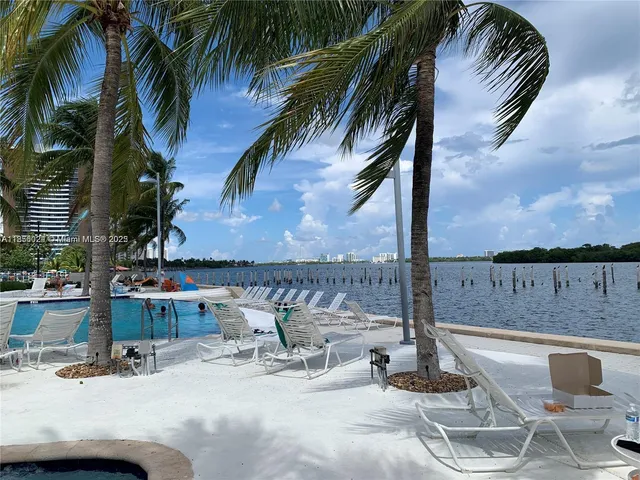 a view of a backyard with palm trees