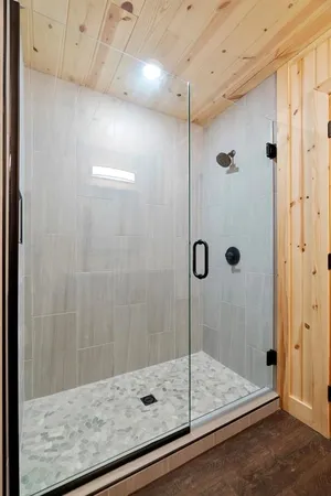 a bathroom with a shower