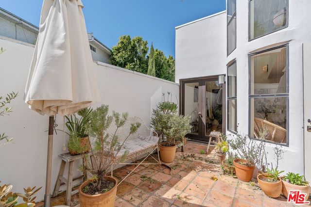 a potted plant sitting on the side of a building