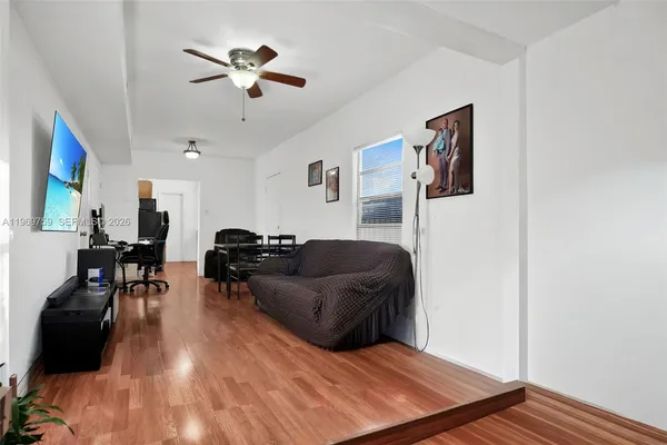 a living room with furniture